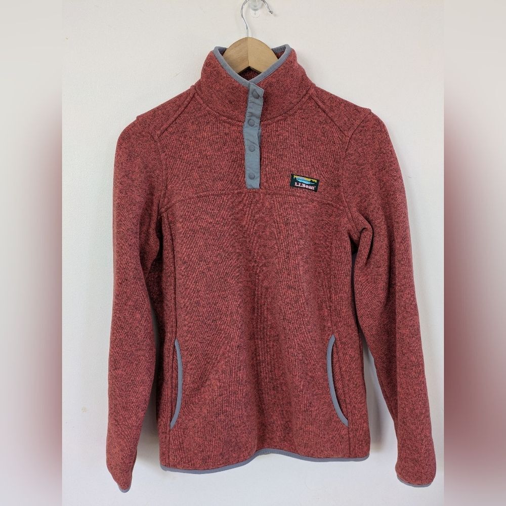 L.L.Bean Sweater Fleece Full-Zip Jacket Gingerbread Red Brown Pink XS